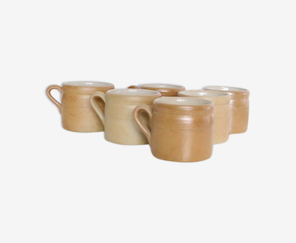 Ensemble de 6 mugs en grès, vintage