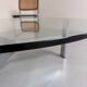 Grande table basse verre et métal design italien des années 70 vintage