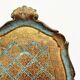 Florentine tray in gilded wood and turquoise with diamond pattern decoration