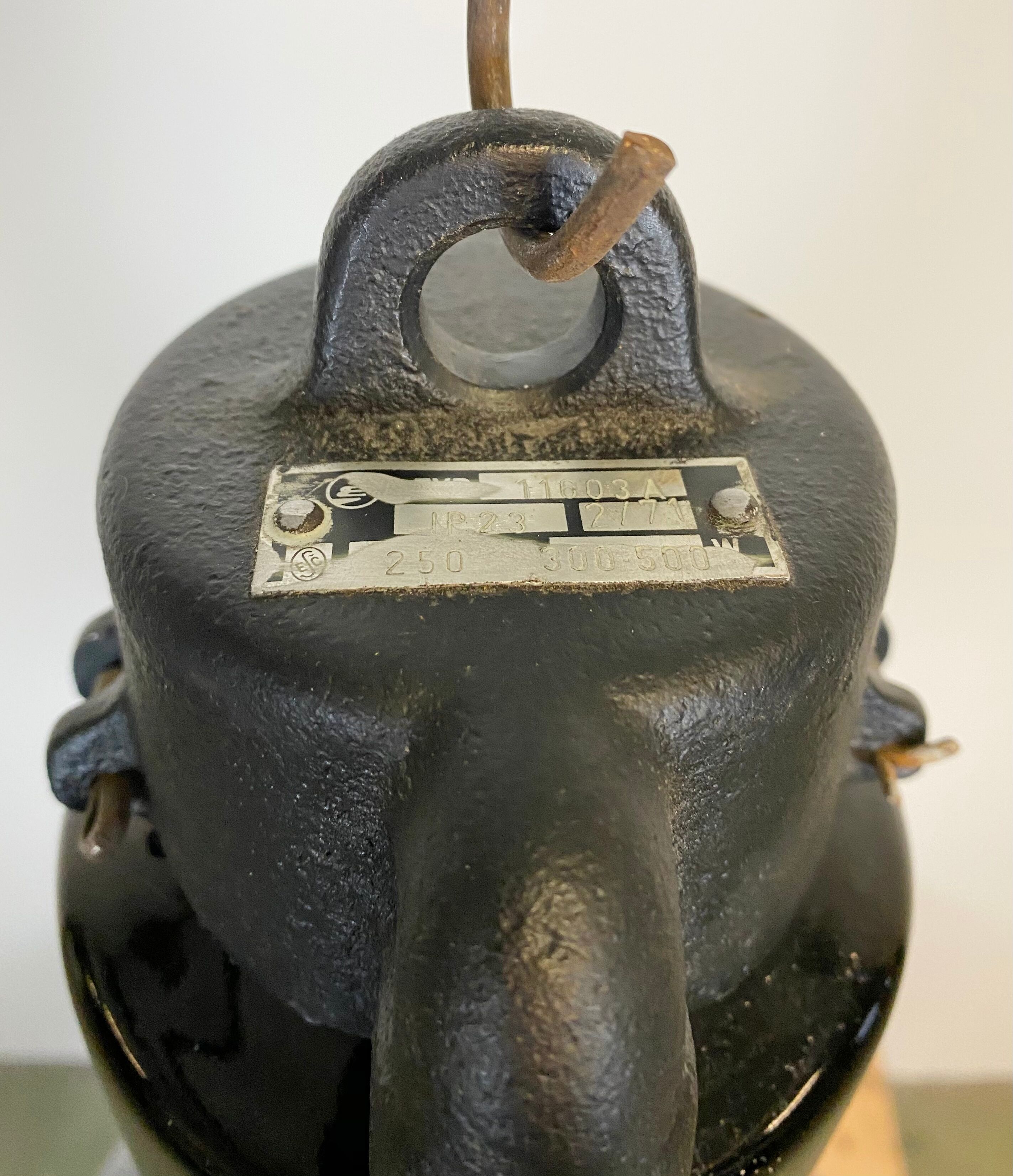 Industrial bauhaus black enamel pendant lamp, 1930s