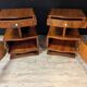 Pair of Art Deco bedside tables in walnut, left and right.