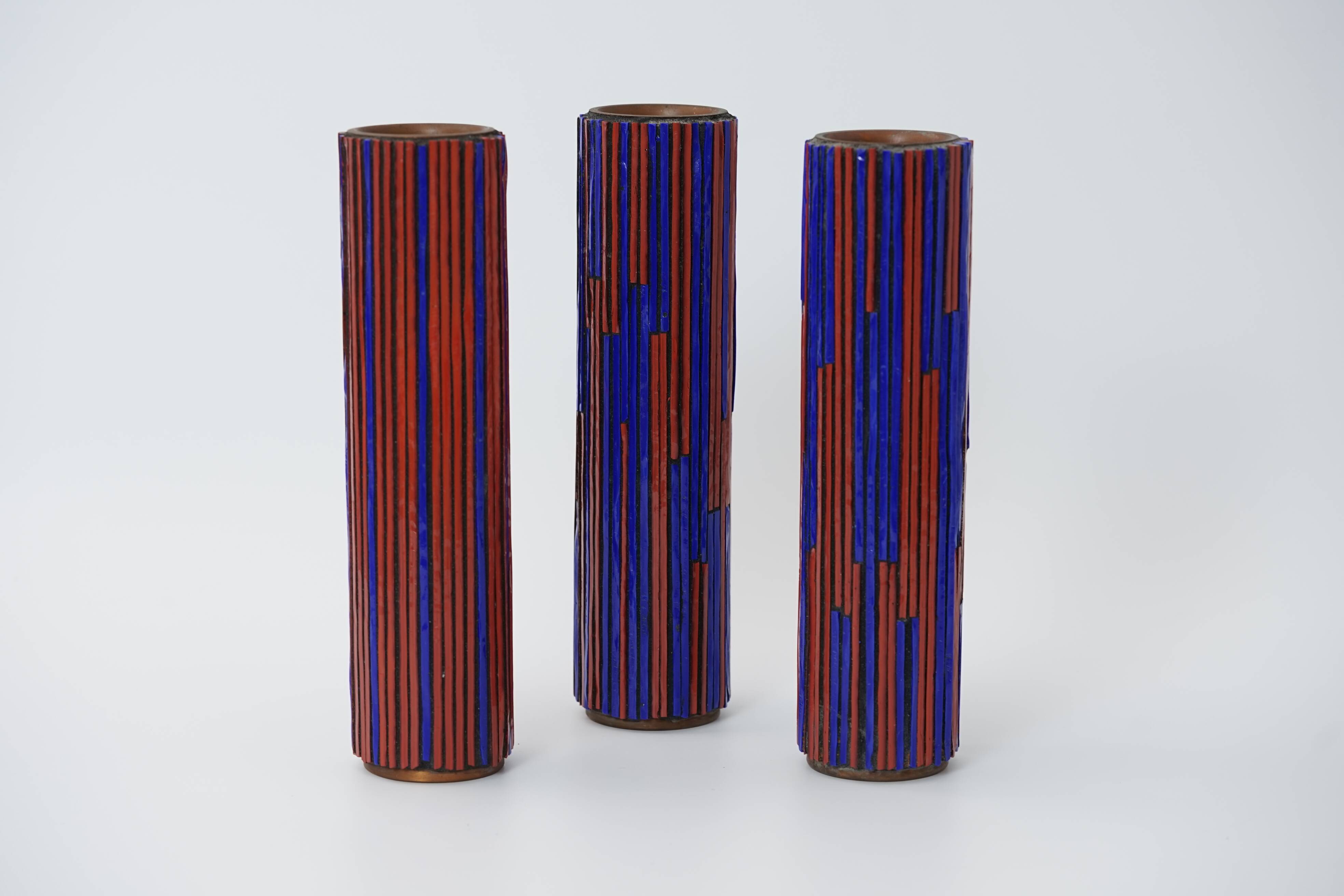 Pottery Mosaic Vases by W. Zimmermann for Ritter set of 3