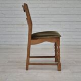 1970s, set of 4 Danish dining chairs, original condition, oak wood, furniture velour.