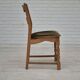 Années 1970, ensemble de 4 chaises de salle à manger danoises, état d'origine, bois de chêne, meuble velours.