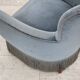 1970s, Danish armchair with footstool, blue furniture velour, oak wood legs