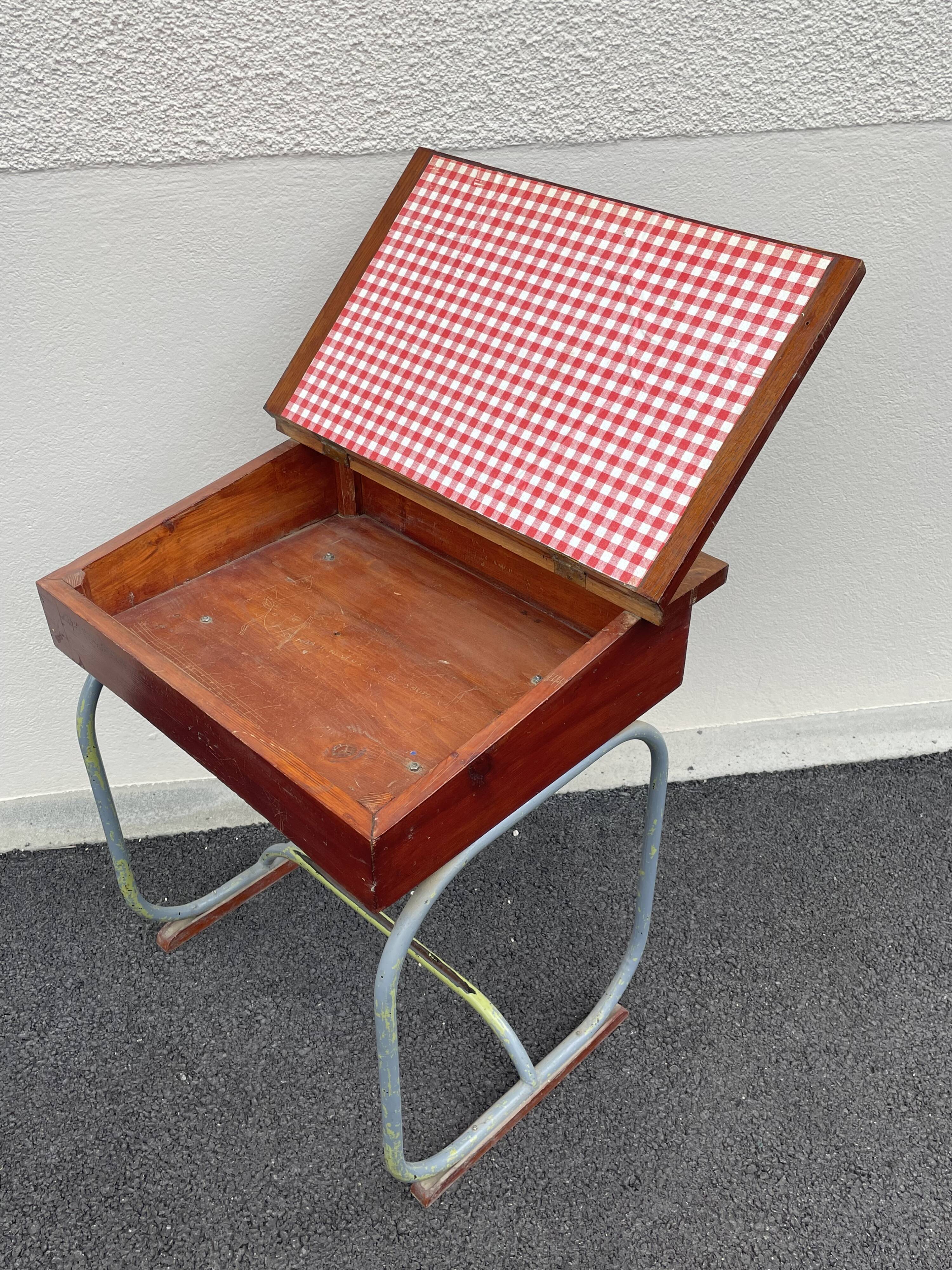 Small designer children's desk and its vintage chair