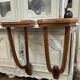 Old pair of Art Deco wall consoles from around 1930 in walnut.