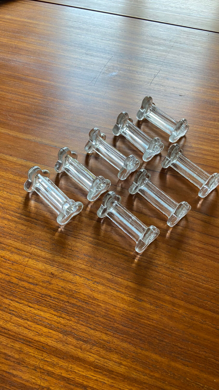 Set de 8 porte couteaux vintage en verre 1960
