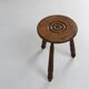 Vintage Brutalist low oak Stool, Belgium 1960s