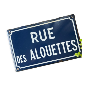 Enamelled plaque "Rue des alouettes"
