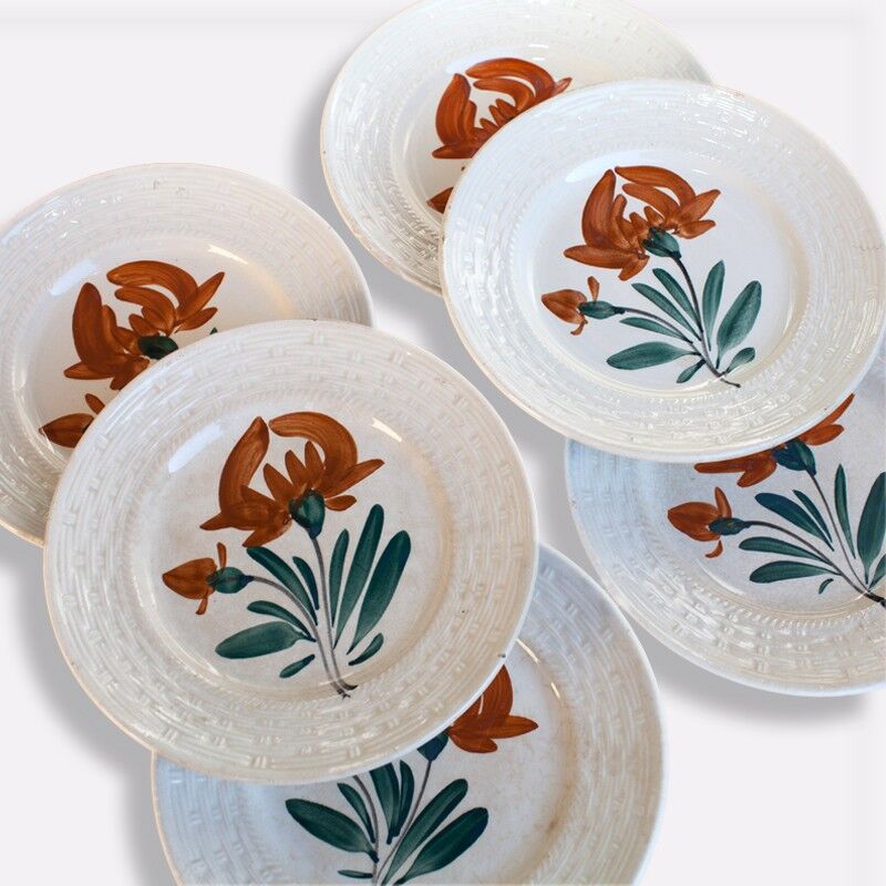 6 old plates dessert pottery new Givors France