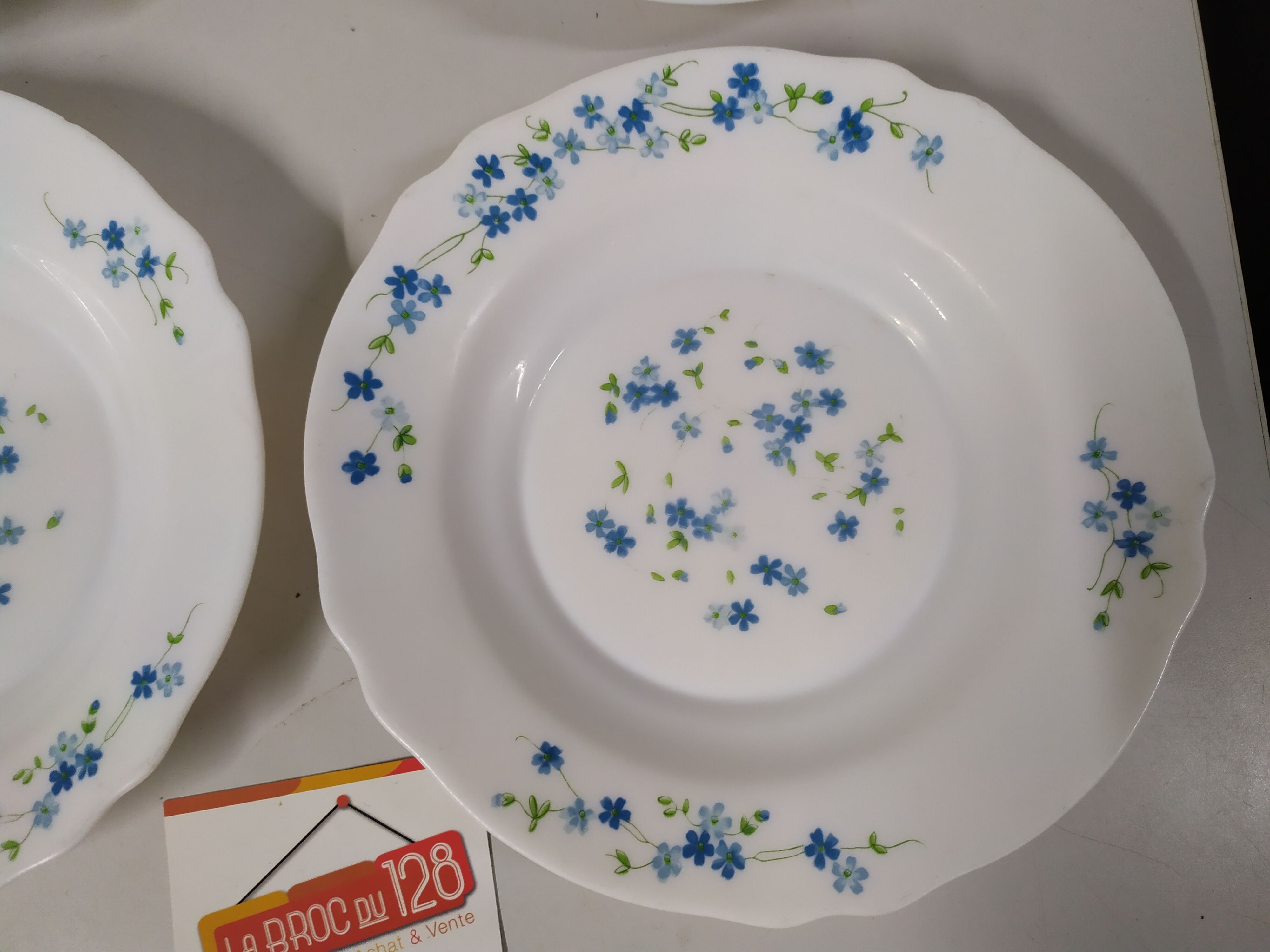 Set de 6 assiettes creuse  Arcopal Véronica myosotis fleur bleu vintage