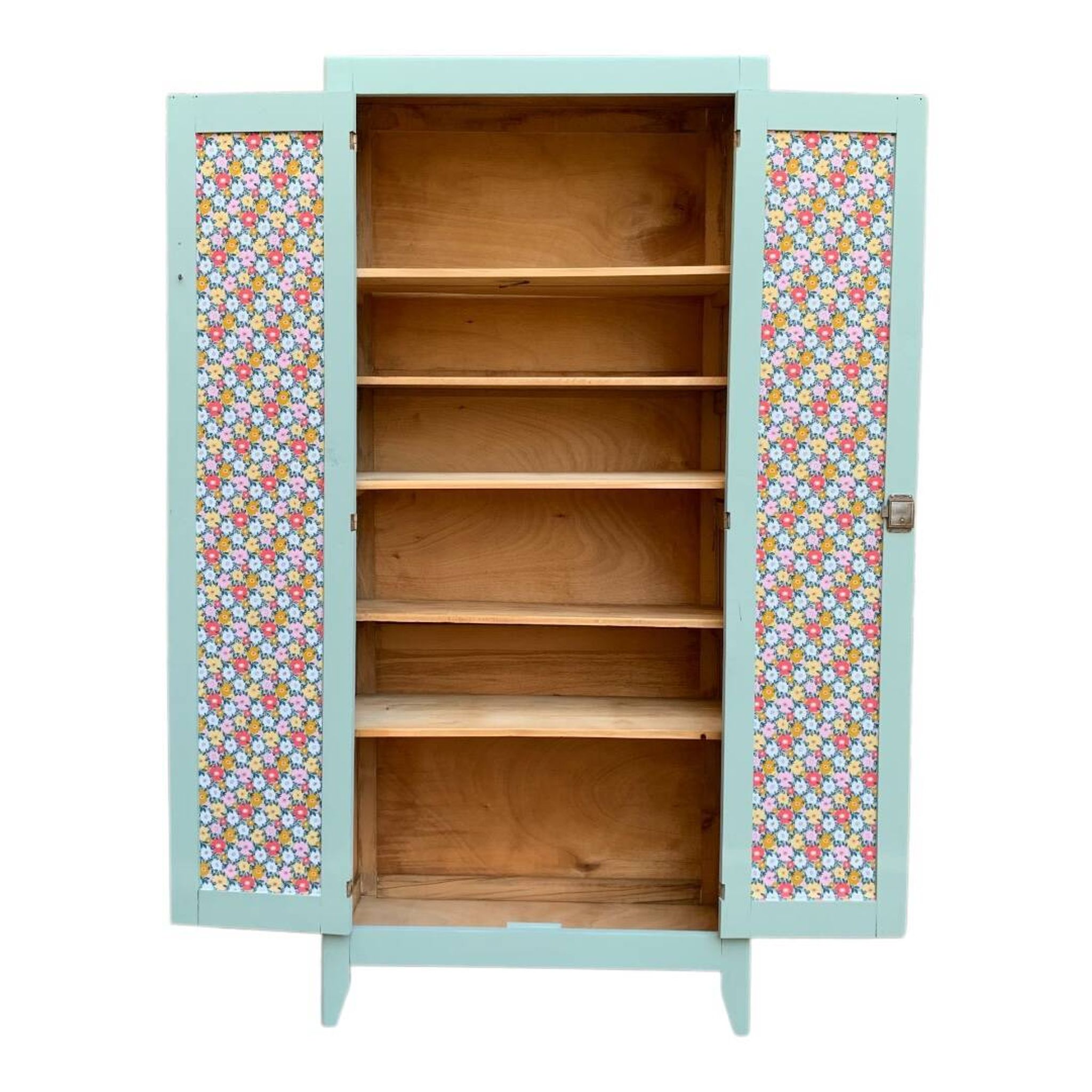 Armoire parisienne vintage bleu vert grisé