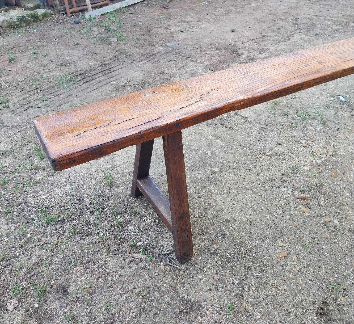 Old oak farm bench