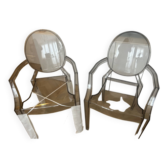 Kartell / FAUTEUIL EMPILABLE LOUIS GHOST PLASTIQUE / LOT DE 4