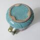 Antique Art Deco turquoise flowered slipware jug vase