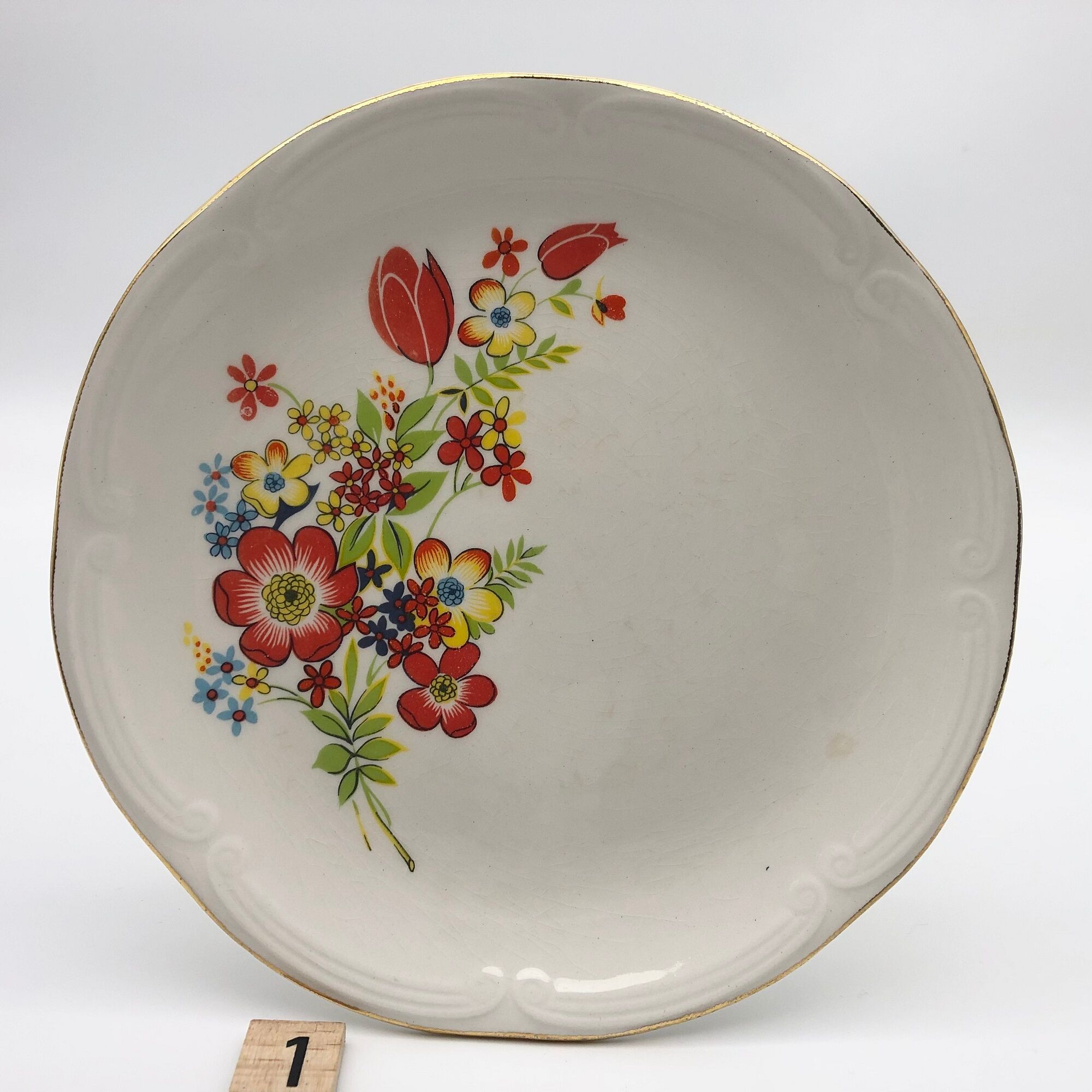 Gien - Riviera model, 6 dessert plates with serving dish.