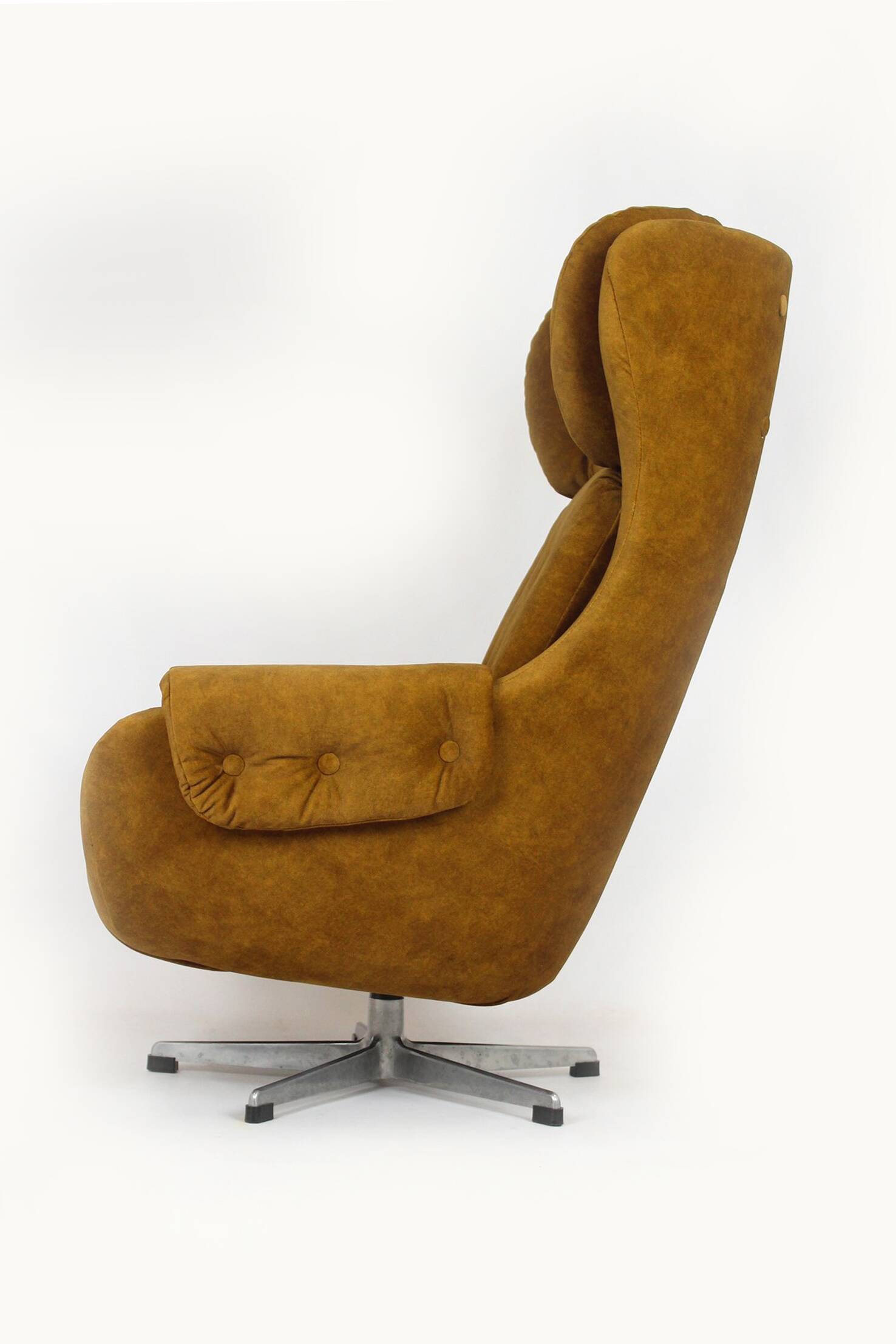 Restored Swivel Lounge Chair from Up Zavody, Czechia, 1970s