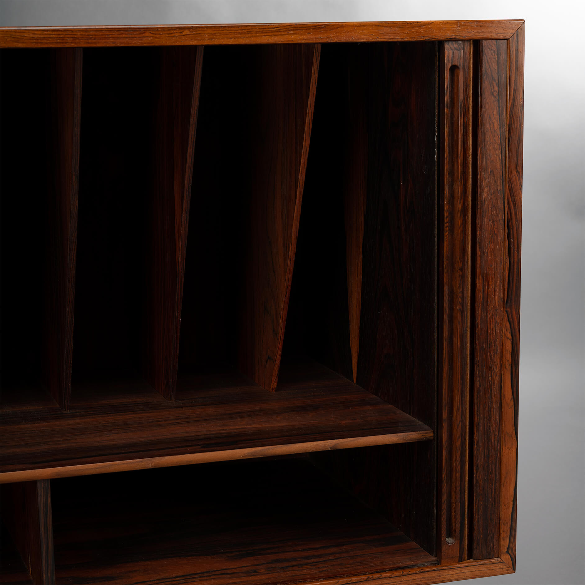 Danish Design Rosewood small chest for LP's with tambour doors, 1960s
