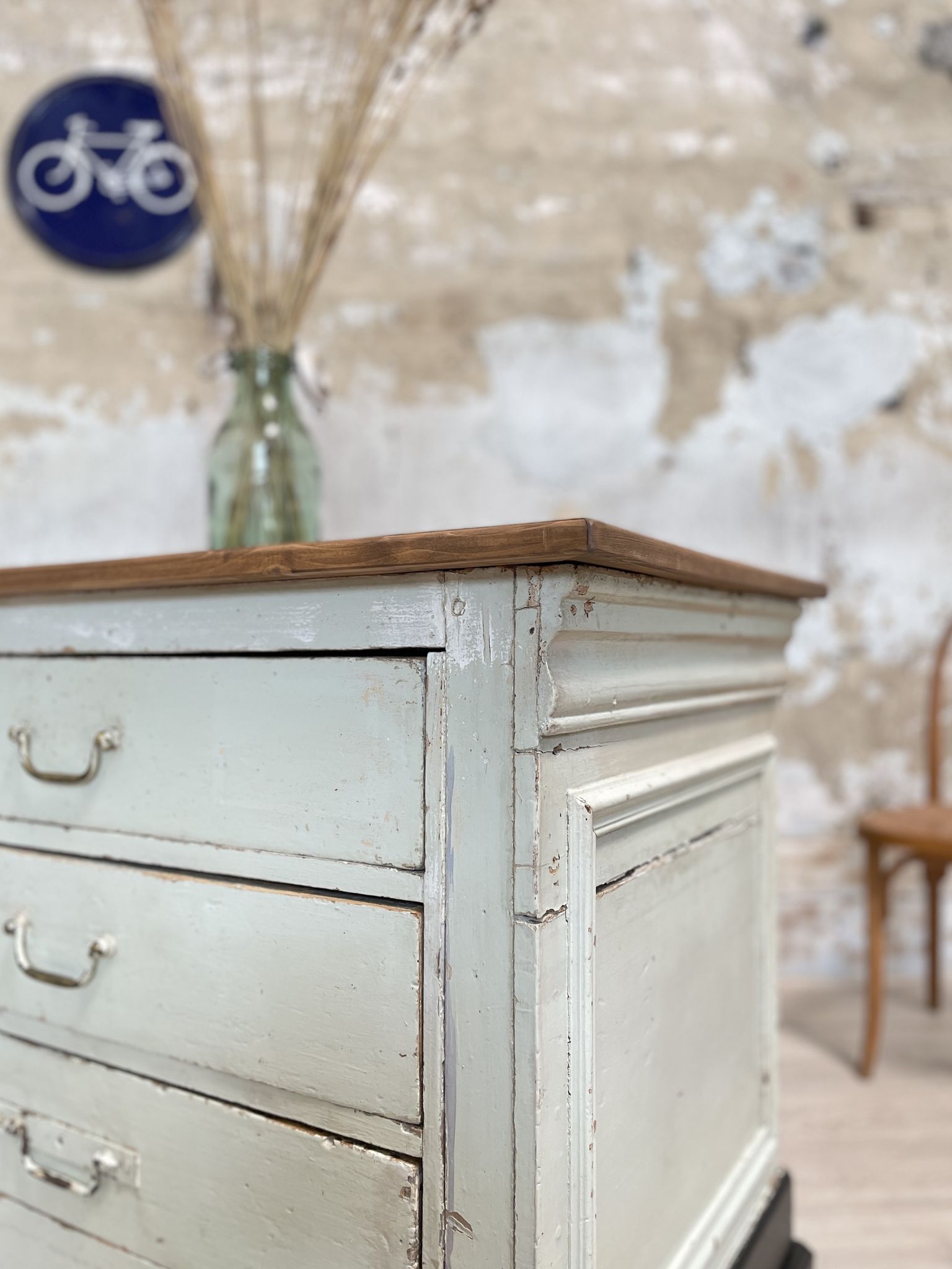 Bank counter furniture in patinated wood, circa 1900