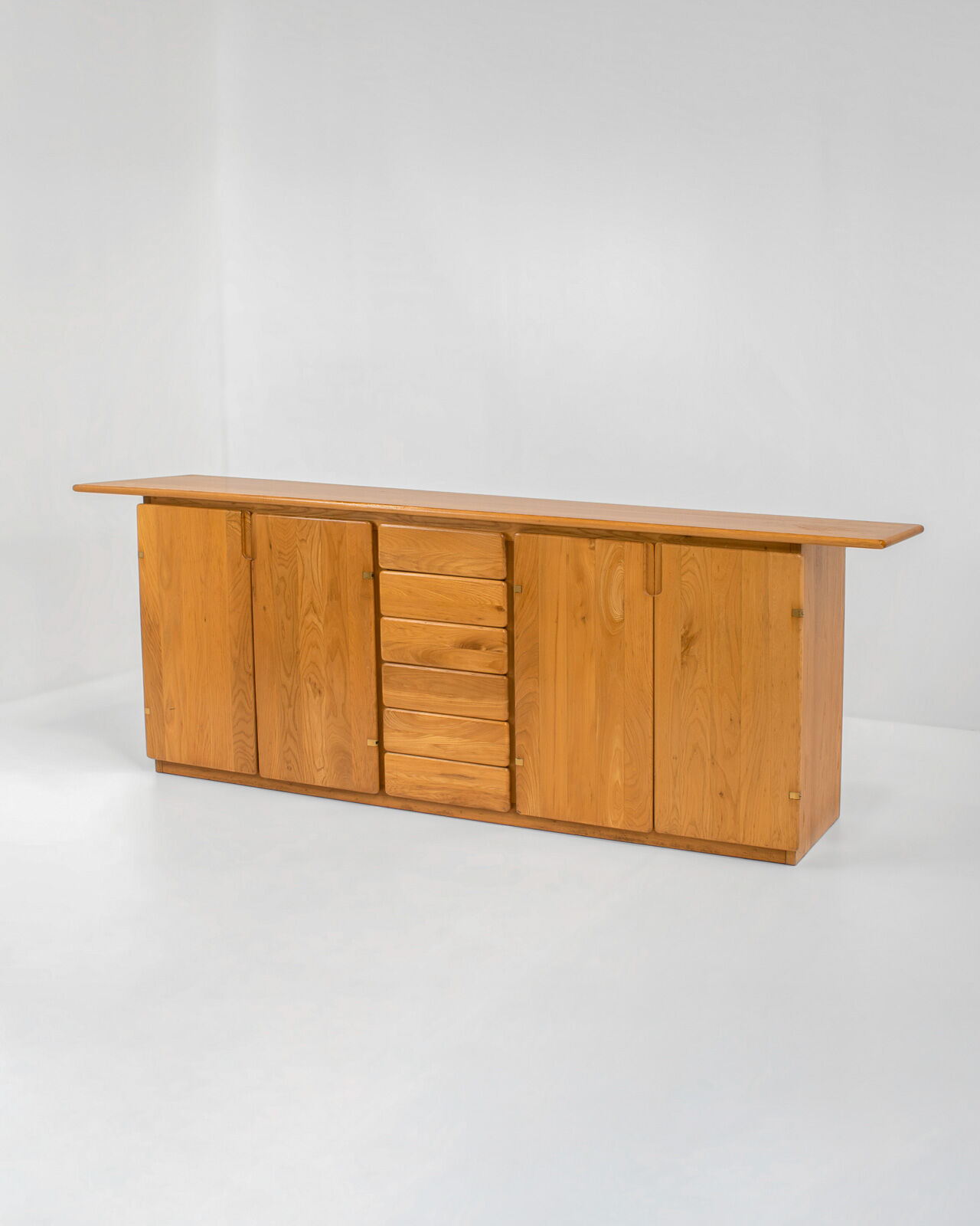 Solid Elm & Brass Sideboard by Romanutti, Italy, 1970s