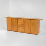Buffet en orme massif et laiton par Romanutti Italie années 1970