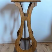 Lyre bedside table, cherry wood, 1960s.