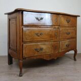 Louis XV period curved chest of drawers in elm and marquetry fillets circa 1750