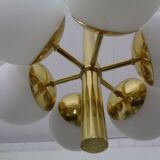 Sputnik brass and glass ceiling chandelier from Kaiser Idell / Kaiser Leuchten, Germany, 1960s