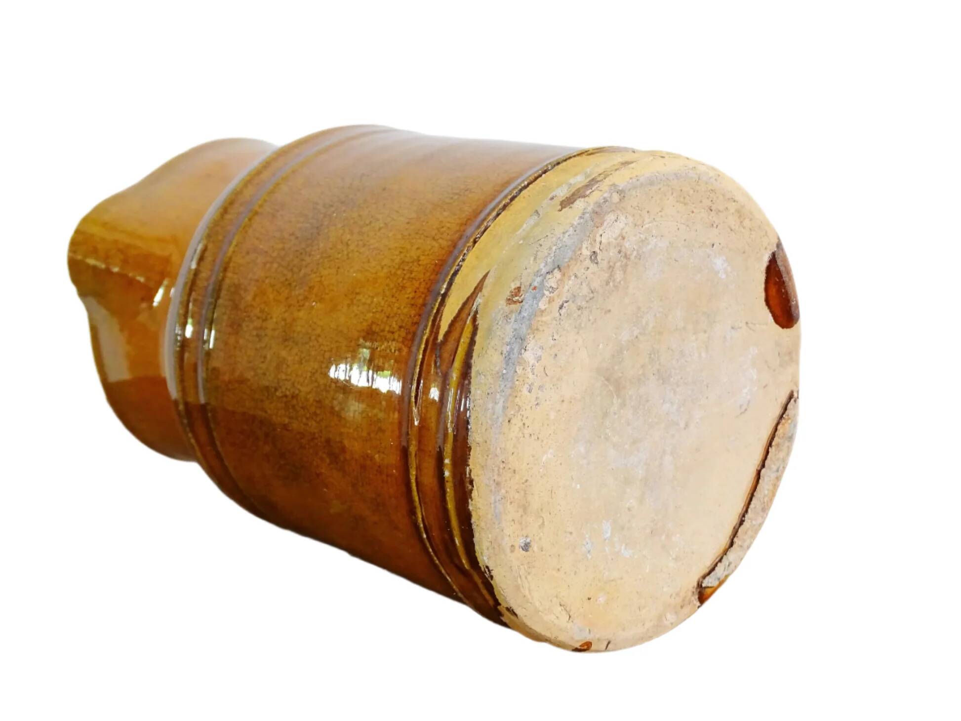 Pichet ancien en faïence française à glaçure orange