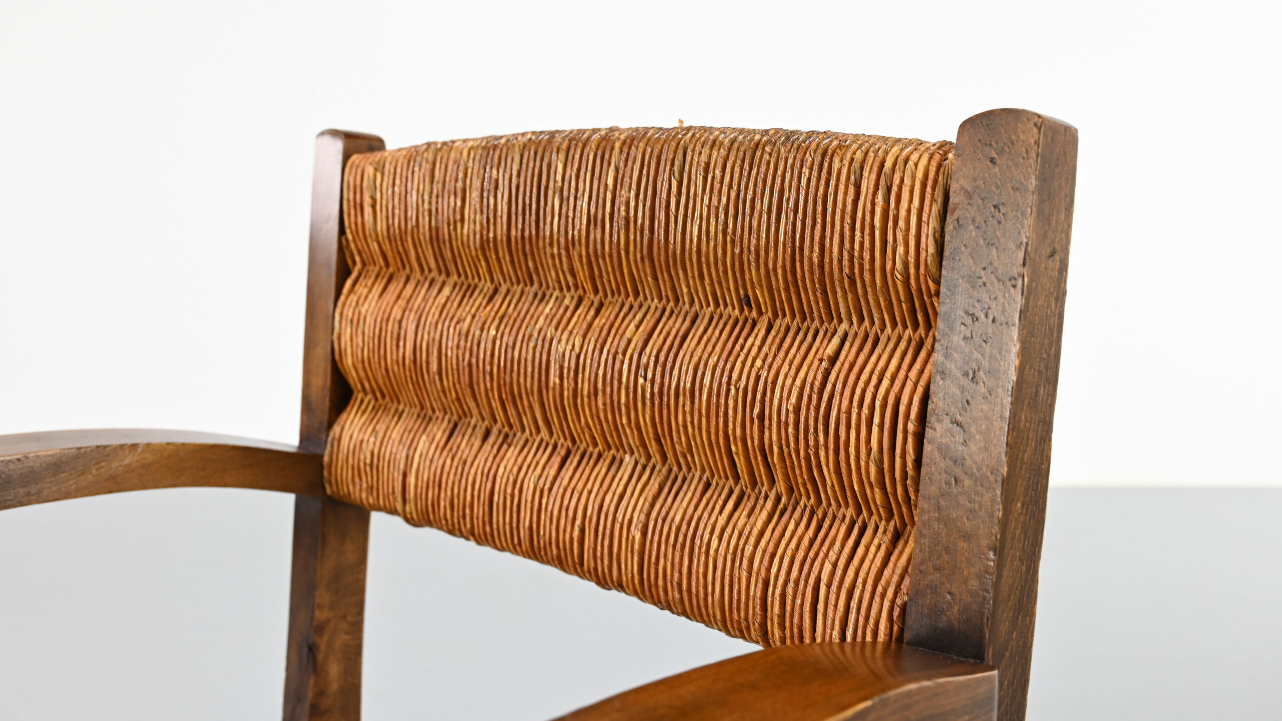 Pair of French armchairs with twisted legs in the style of Charles Dudouyt, France, 1940s.