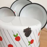 Series of 4 vintage enamelled casserolles