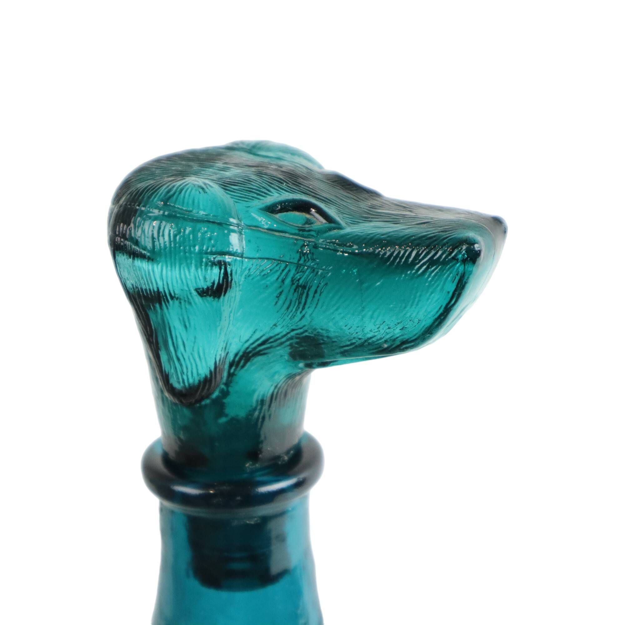 Vintage Decanter Dachshund Dachshund Blue Glass Empoli Italy 32cm