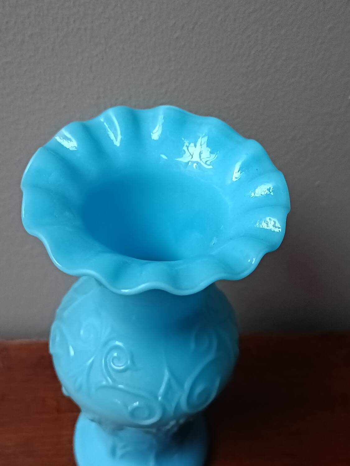Small blue opaline vase