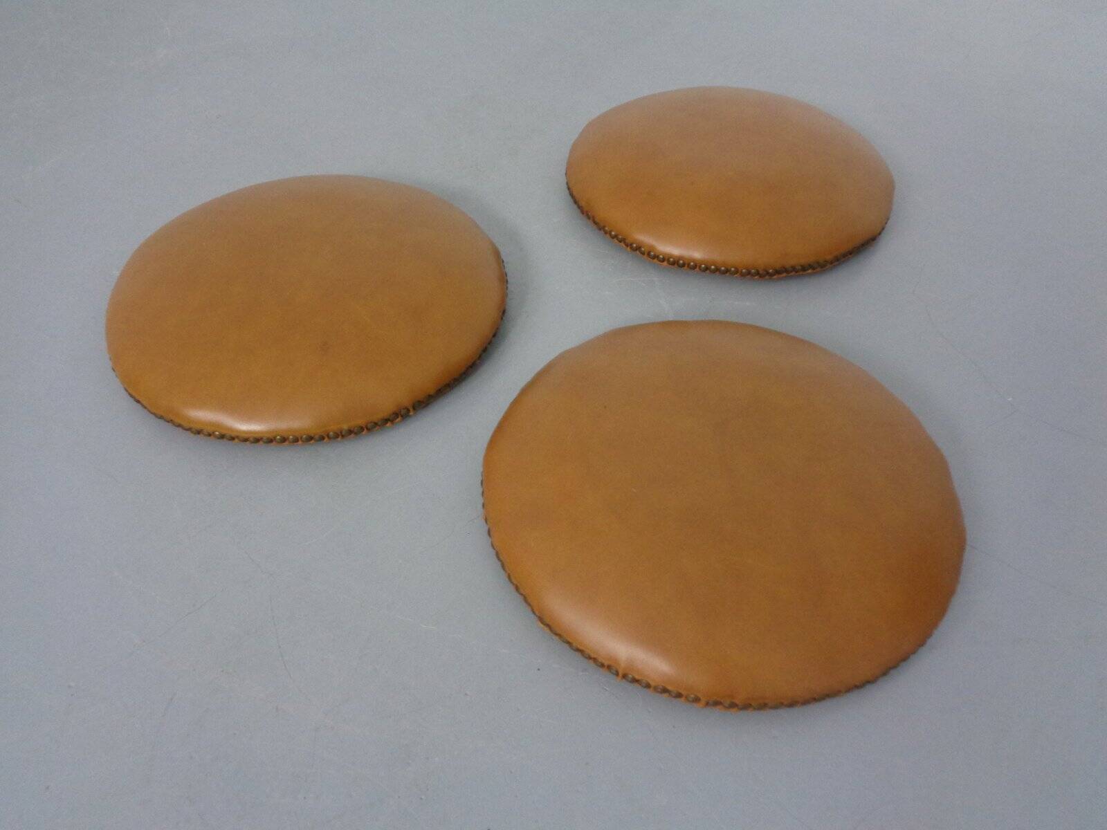 Mid-Century Teak & Copper Bar Stools, 1960s, Set of 3