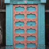 Old Indian door in old teak, piece and patina of origin