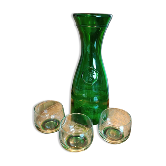 Carafe en verre italienne '70 et 3 verres