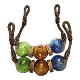 Marine decoration 2 glass blown fishing floats. France, 1960s.
