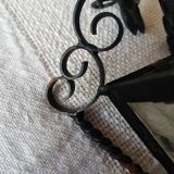 Small vintage wrought iron and glass lantern for dollhouse