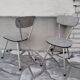 Pair of faux leather and metal chairs, 1950s-60s