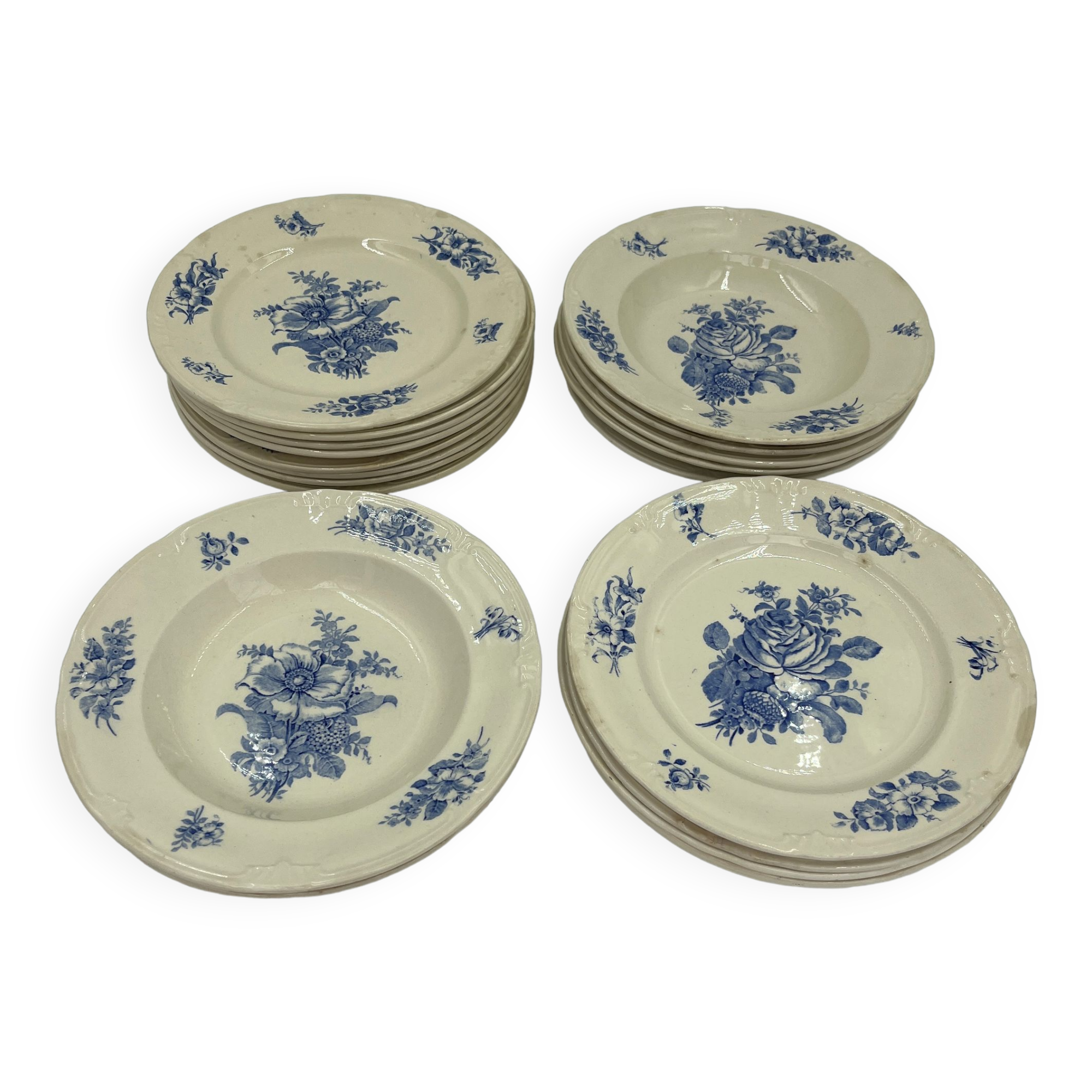 Set of 20 plates Boch Frères décor Rhodia