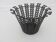 Perforated black metal cachepot from the 1950s and 1960s.