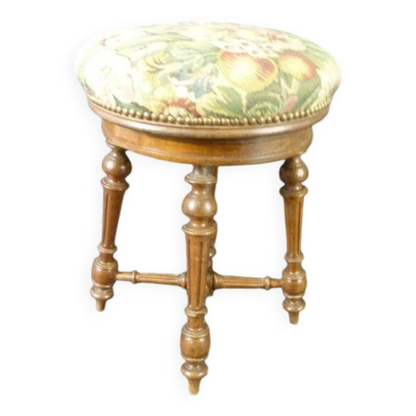 Ancien tabouret de piano tapissé