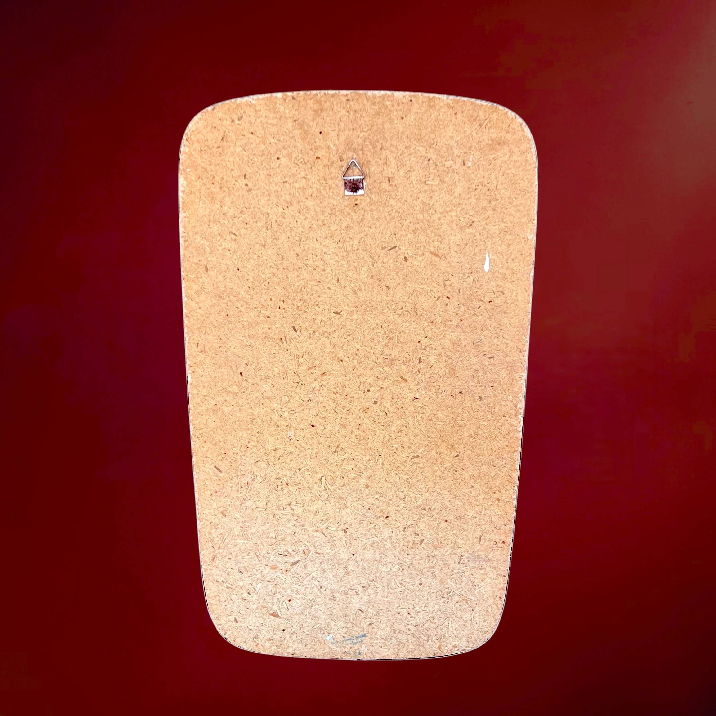 Trapezoidal wall mirror in gold metal – 1950s-60s modernist design