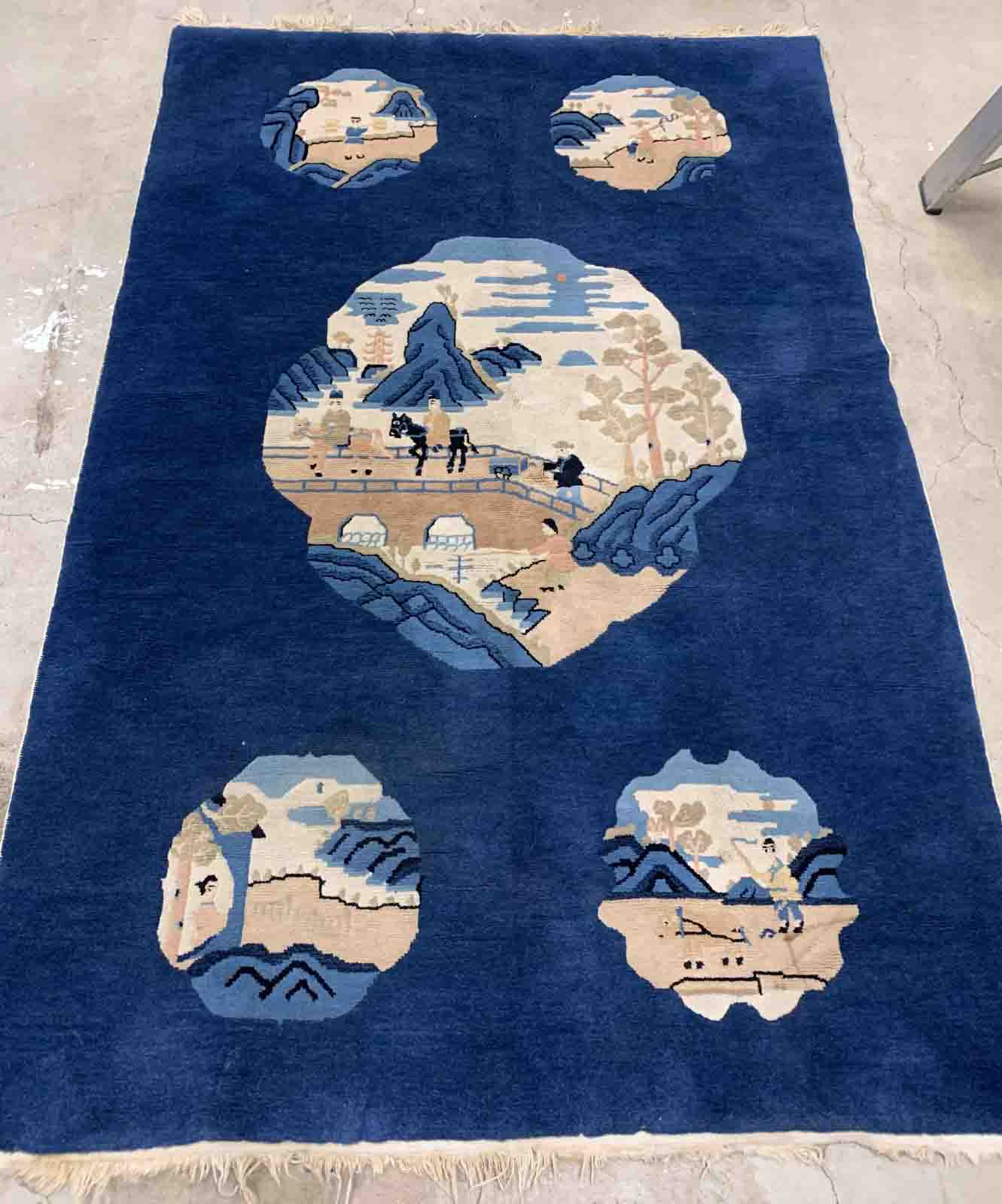 Ancient Chinese Peking handmade carpet 125cm x 189cm 1900s