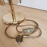 Lampe de bureau vintage en verre fumé : EGLO Leuchten, table dorée autrichienne des années 1980