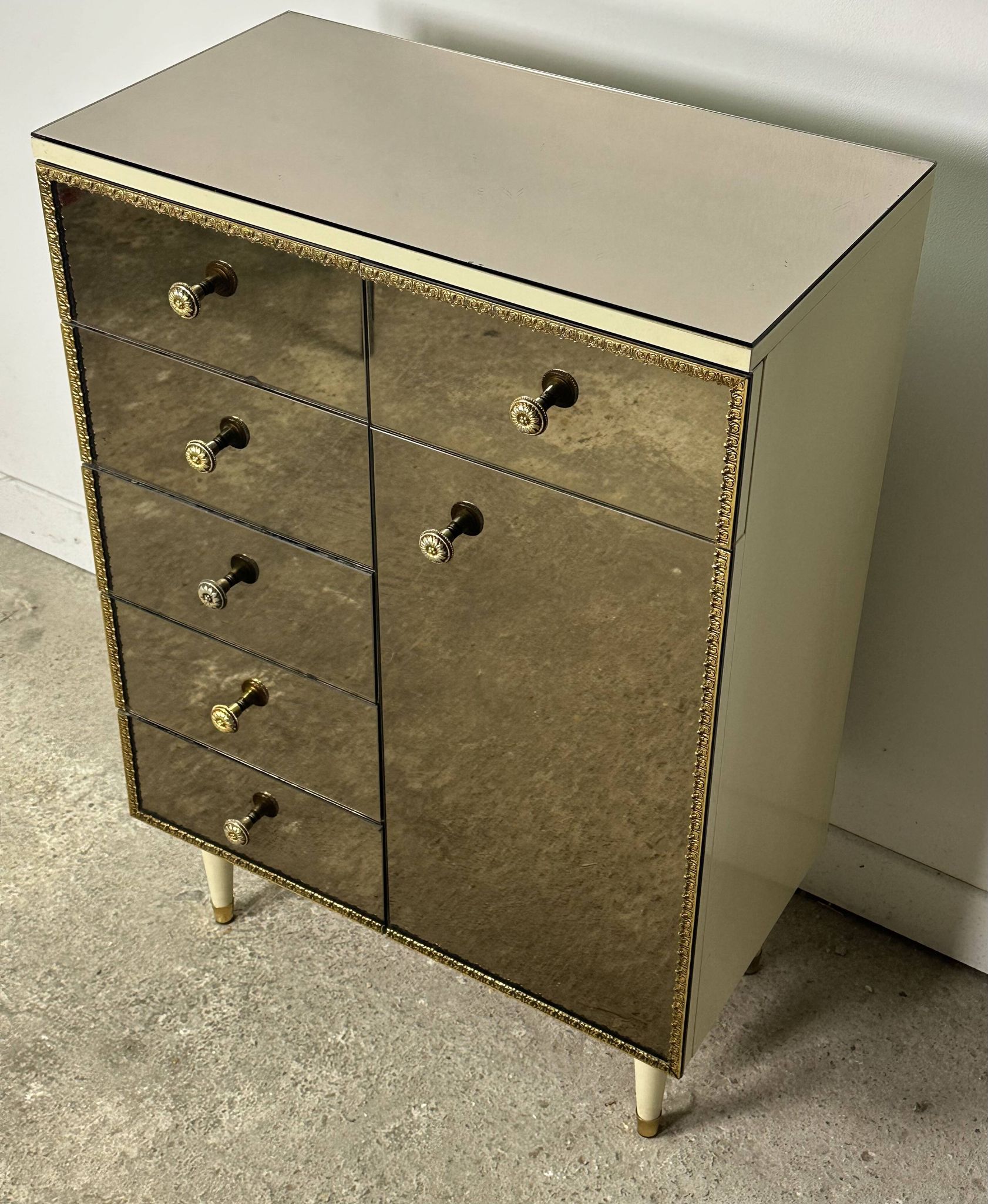 Commode italienne en verre miroir vintage 1960