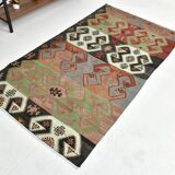 Red Blue Geometric Kilim Rug 112x207Cm SK 35319