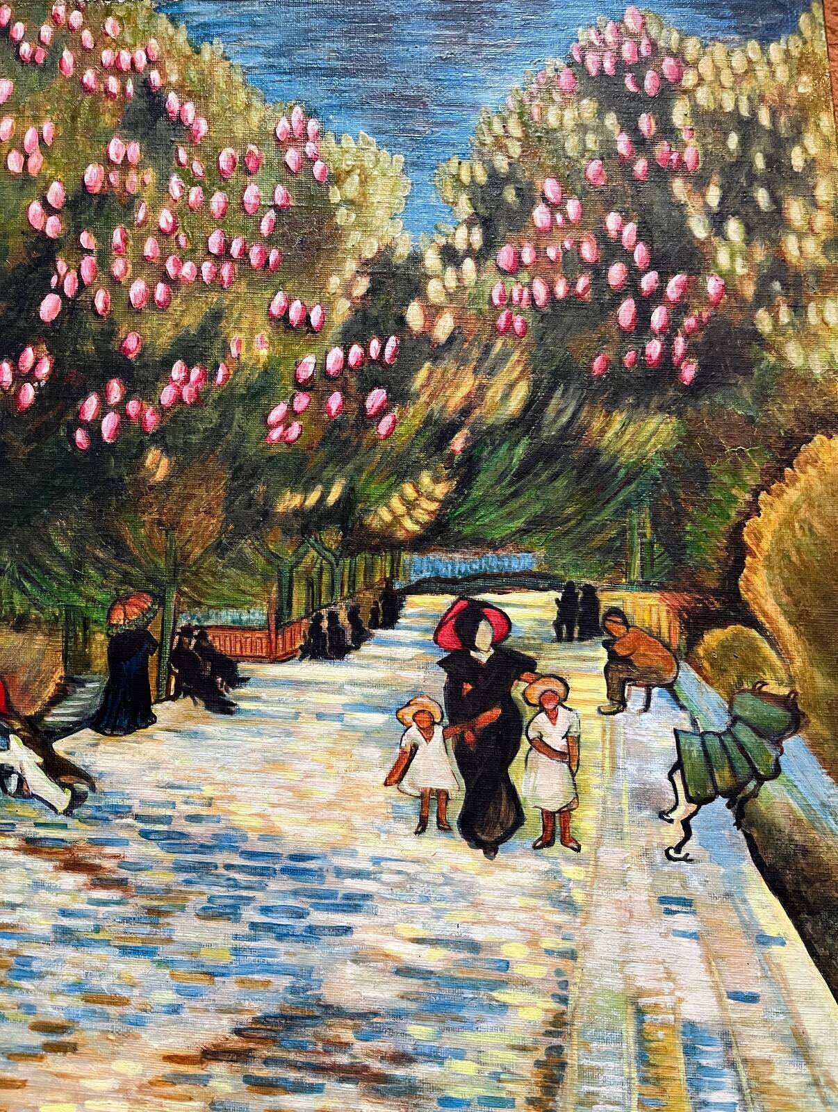 Tableau hst travail de copiste van gogh "marronniers à fleurs rouge parc ar