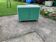 Vintage painted wardrobe in white and green wood, 1950s, original lock.